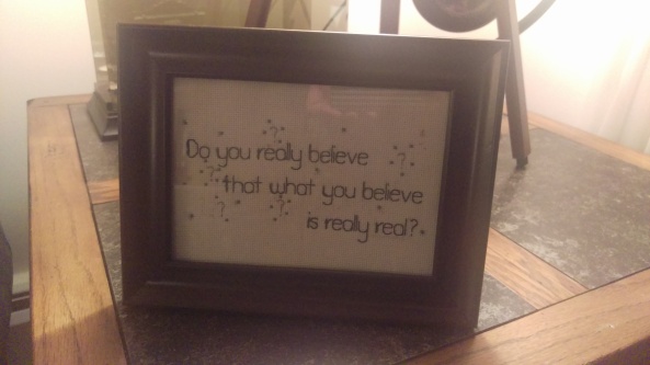 Quote by Dr. Del Tackett for the Truth Project Cross stitch by Raychelle Wheeler